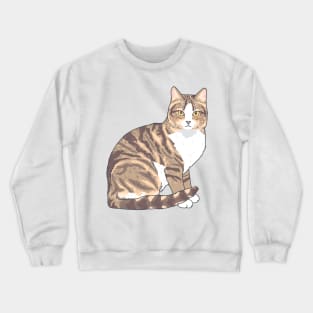 Brown and White Tabby Cat Crewneck Sweatshirt